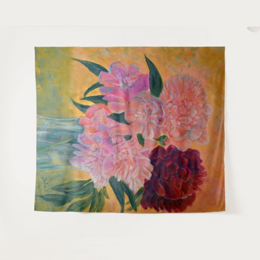 Stillleben mit Peonies-Malerei Wandteppich (Vorderseite (Horizontal))