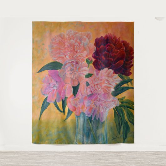 Stillleben mit Peonies-Malerei Wandteppich (Vorderseite)