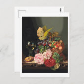 Stillleben mit Pfannkuchen und einem Glas Wein Postkarte (Vorne/Hinten)