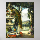 Stillleben mit Pfau, Blume, Diaz de La Peña Poster (Vorne)