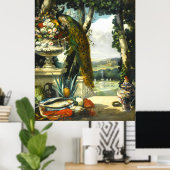 Stillleben mit Pfau, Blume, Diaz de La Peña Poster (Heimbüro)