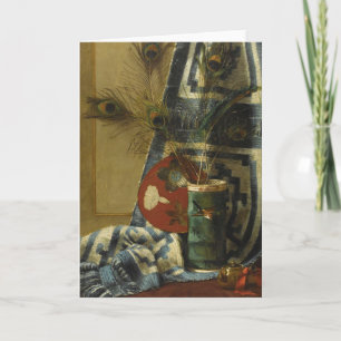 Stillleben mit Pfauenfedern Karte