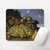 Stillleben mit Platte der Trauben, Pfirsiche, Mousepad (Mit Mouse)
