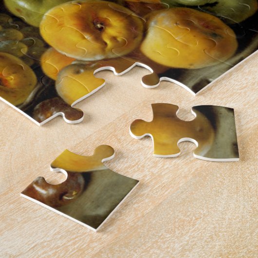 Stillleben mit Platte der Trauben, Pfirsiche, Puzzle (Seite)