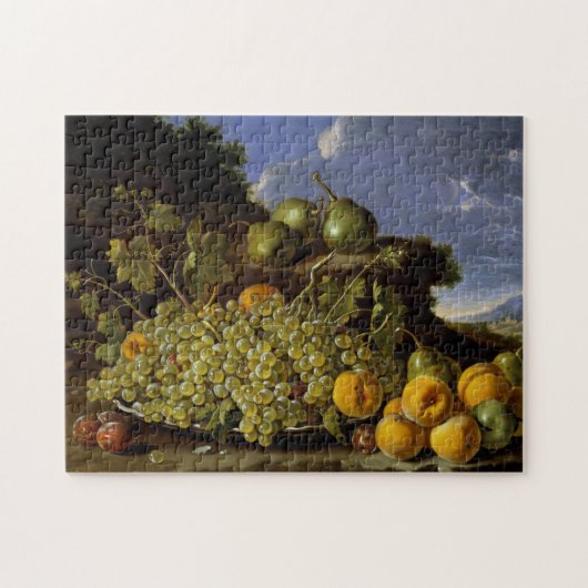 Stillleben mit Platte der Trauben, Pfirsiche, Puzzle (Horizontal)