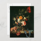 Stillleben mit Poppies und Rose Postkarte (Vorne/Hinten)