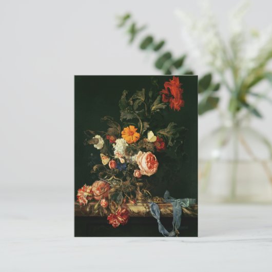 Stillleben mit Poppies und Rose Postkarte (Stehend Vorderseite)