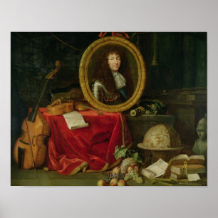 Stillleben mit Portrait von König Louis Poster