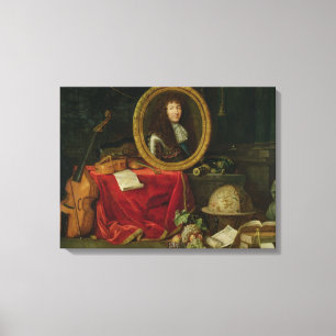 Stillleben mit Porträt von König Louis Leinwanddruck