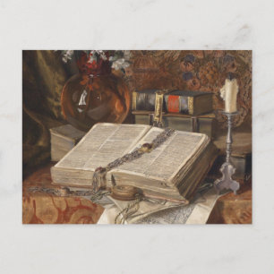 Stillleben mit Richten und Kirschblüten Postkarte