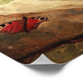 Stillleben mit Rose auf einem Waldboden Poster (Ecke)