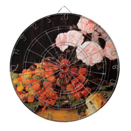 Stillleben mit Rose, Erdbeeren und Brot Dartscheibe