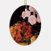 Stillleben mit Rose, Erdbeeren und Brot Keramik Ornament (Rechts)