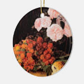 Stillleben mit Rose, Erdbeeren und Brot Keramik Ornament (Links)