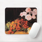 Stillleben mit Rose, Erdbeeren und Brot Mousepad (Mit Mouse)