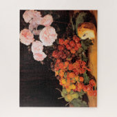 Stillleben mit Rose, Erdbeeren und Brot Puzzle (Vertikal)