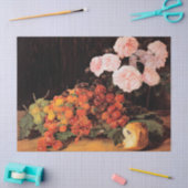 Stillleben mit Rose, Erdbeeren und Brot Seidenpapier (Basteln)