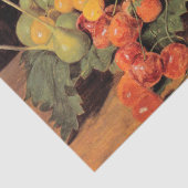 Stillleben mit Rose, Erdbeeren und Brot Seidenpapier (Detail)