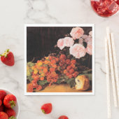 Stillleben mit Rose, Erdbeeren und Brot Serviette (Beispiel)