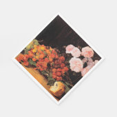 Stillleben mit Rose, Erdbeeren und Brot Serviette (Ecke)