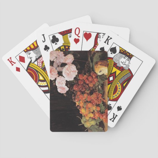 Stillleben mit Rose, Erdbeeren und Brot Spielkarten (Rückseite)