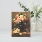Stillleben mit Rose und Himbeeren, Postkarte (Stehend Vorderseite)