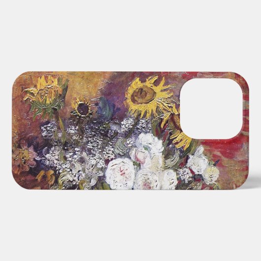 Stillleben mit Rose und Sonnenblumen - Van Gogh iPhone Hülle (Rückseite (Horizontal))