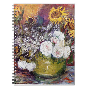 Stillleben mit Rose und Sonnenblumen - Van Gogh Notizblock