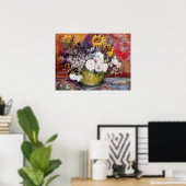 Stillleben mit Rose und Sonnenblumen - Van Gogh Poster (Heimbüro)