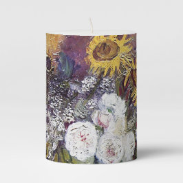 Stillleben mit Rose und Sonnenblumen - Van Gogh Stumpenkerze