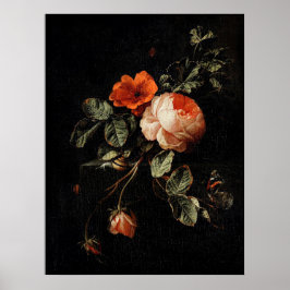 Stillleben mit Rose von Elias van den Broeck Poster