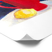 Stillleben mit roter Kaffeekanne und Zitrone Poster (Ecke)