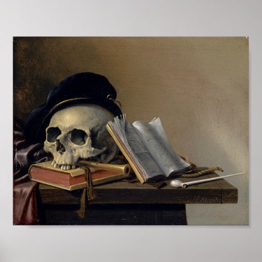 Stillleben mit Schädel | Harmen Steenwyck Poster (Vorne)