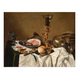 Stillleben mit Schinken, Büchern und Zierschiffen Fotodruck