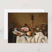 Stillleben mit Schinken, Büchern und Zierschiffen Postkarte (Vorne/Hinten)