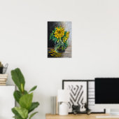 Stillleben mit Sonnenblumen Acrylmalerei Poster (Heimbüro)