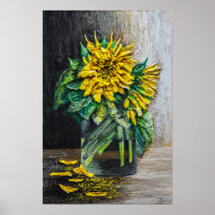 Stillleben mit Sonnenblumen Acrylmalerei Poster