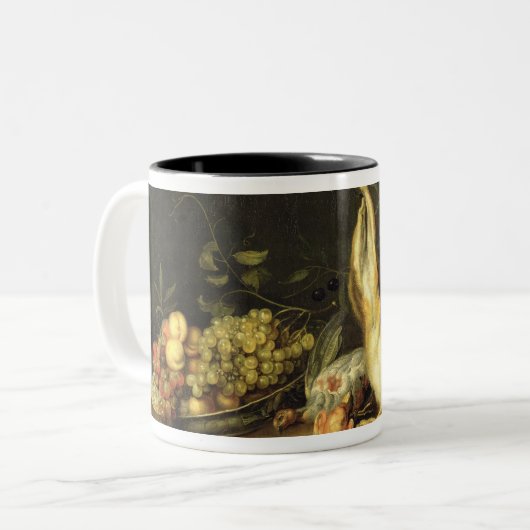 Stillleben mit Spiel und Frucht Zweifarbige Tasse (Vorderseite Links)