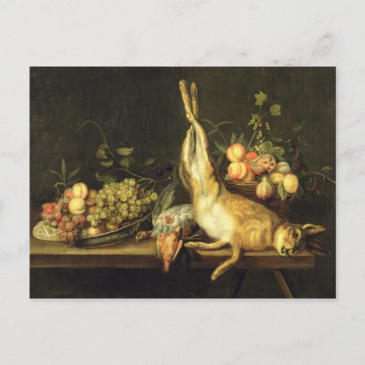 Stillleben mit Spiel und Obst Postkarte (Vorderseite)