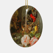 Stillleben mit Summenvogel in einer Glashaube Keramikornament (Rechts)