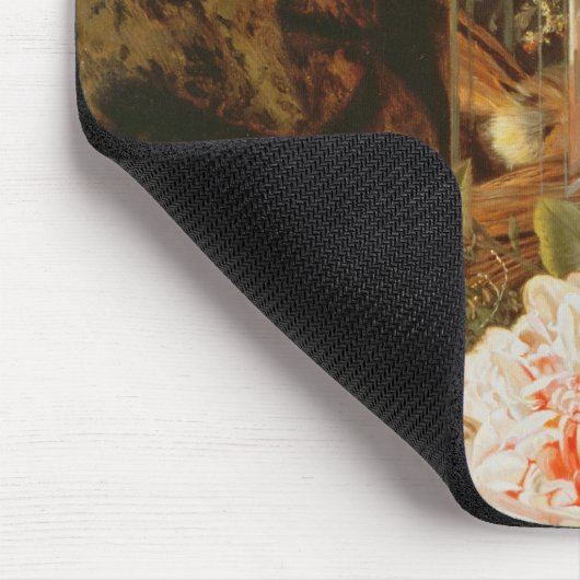 Stillleben mit Summenvogel in einer Glashaube Mousepad (Ecke)