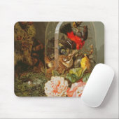 Stillleben mit Summenvogel in einer Glashaube Mousepad (Mit Mouse)