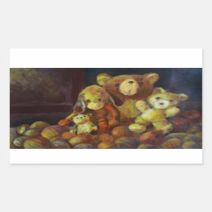 Stillleben mit Teddy Bears Rechteckiger Aufkleber