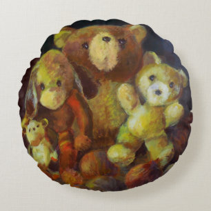 Stillleben mit Teddy Bears Rundes Kissen