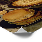 Stillleben mit Tee, Huhn, Brot und Oliven Poster (Ecke)