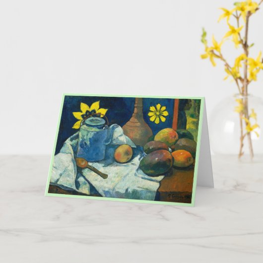 Stillleben mit Teekanne und Obst, Paul Gauguin Karte (Gelbe Blume)