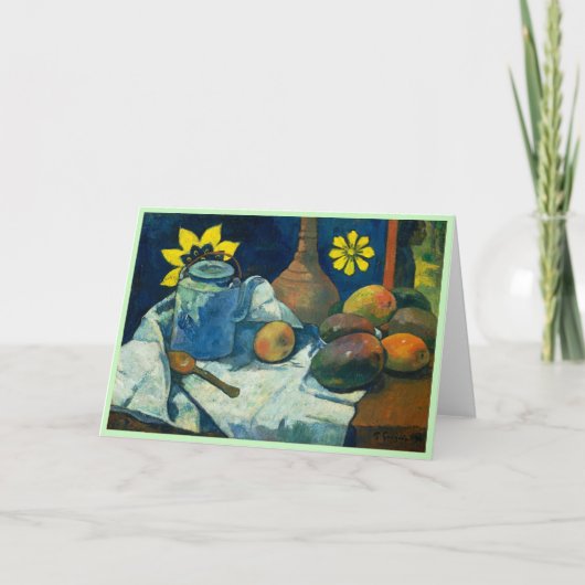 Stillleben mit Teekanne und Obst, Paul Gauguin Karte (Vorderseite)