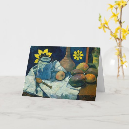 Stillleben mit Teekanne und Obst | Paul Gauguin Karte (Gelbe Blume)