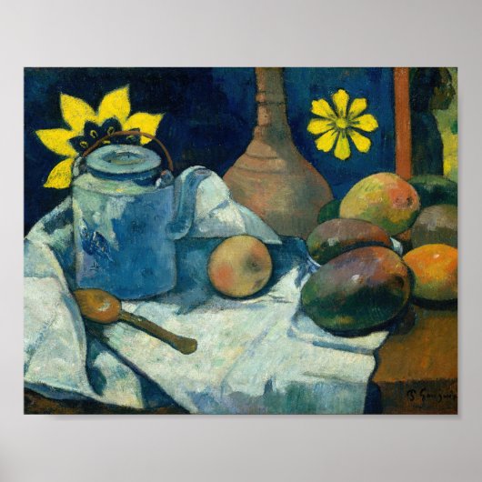 Stillleben mit Teekanne und Obst | Paul Gauguin Poster (Vorne)