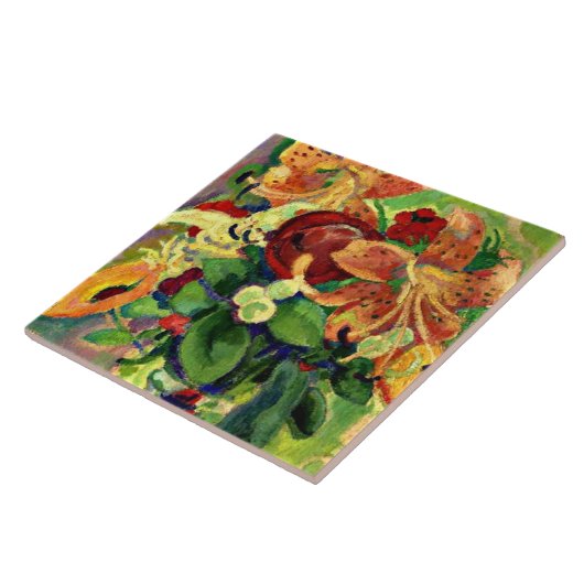 Stillleben mit Tiger Lilies; Leo Gestel Fliese (Seite)